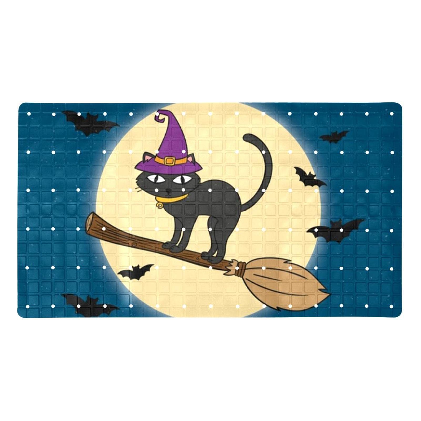 Tapis de bain antidérapant avec ventouses douche motif chat 40x71