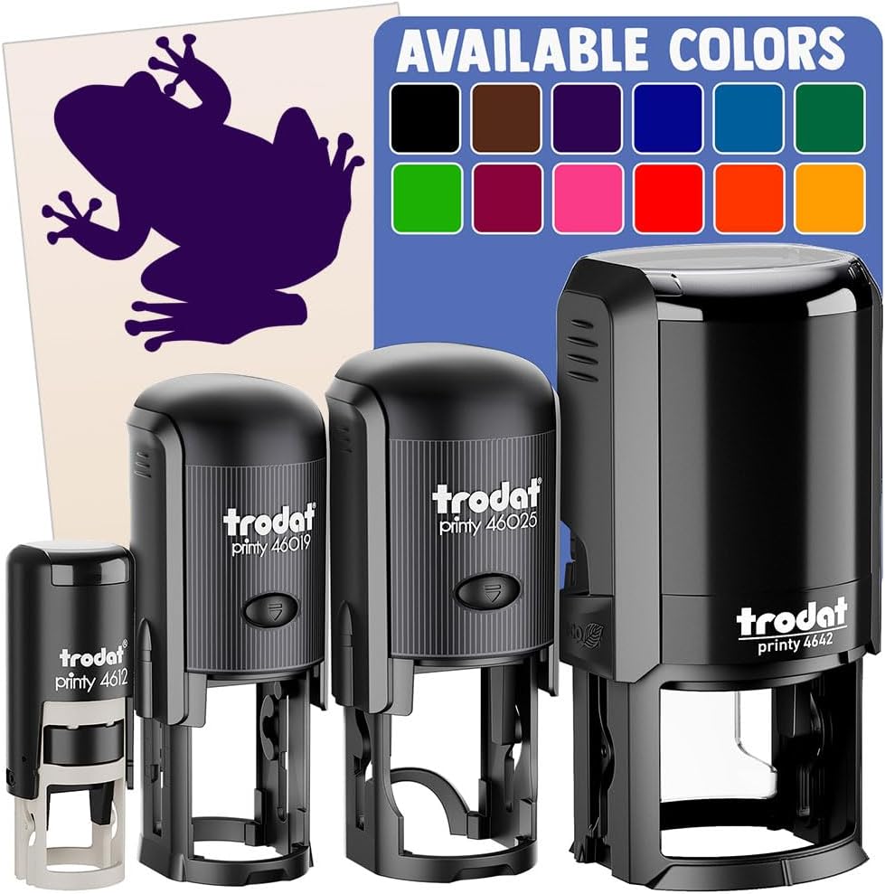 Rainforest Tree Frog Solid Self-Inking Rubber Stamp Ink Stamper for Stamping Crafting Planners - 1-1/2 Inch Large - Blue Ink
