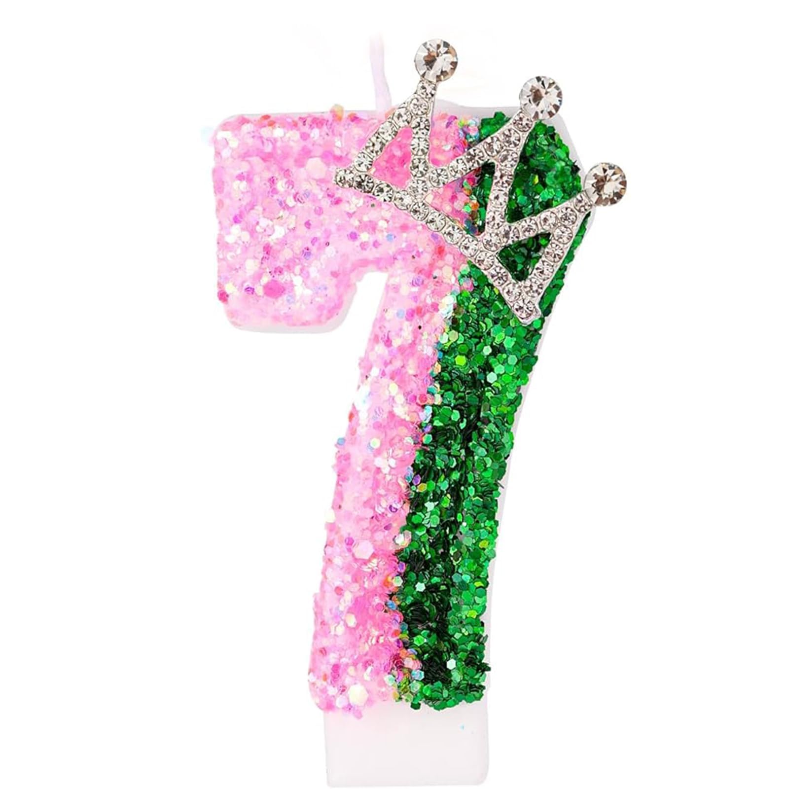 7 Birthday Candle,Shining Witch Digital Candle with Crown Decoration Cake Topper,7th Birthday Cake Decoration,Number 7 Cakes Candles with Sequins,Suitable for Birthdays,Party,Anniversary Supplies