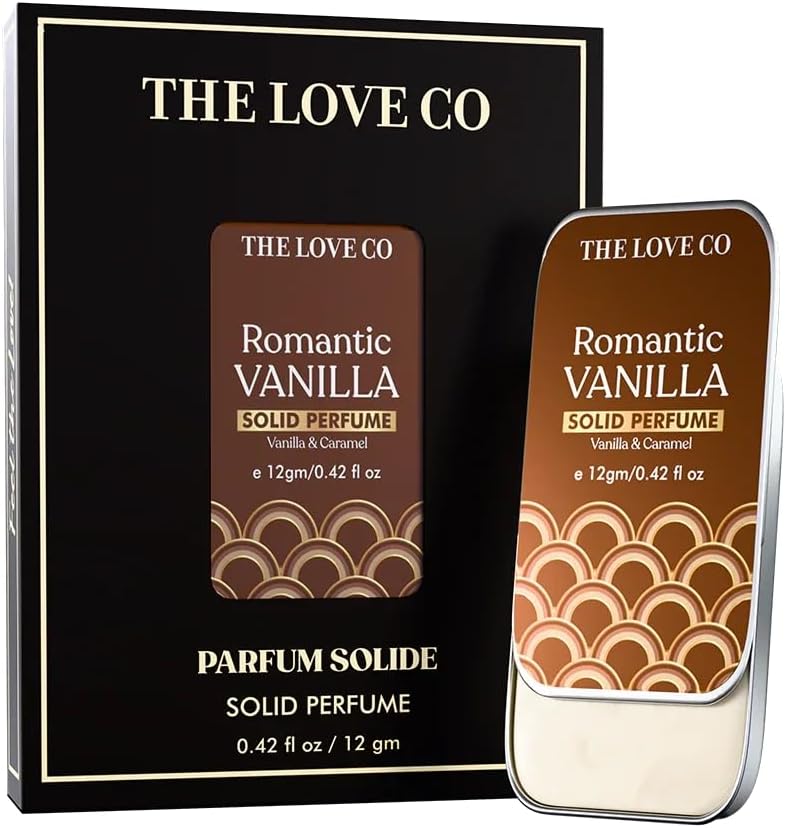 THE LOVE CO. Romantic Vanilla Solid Perfume for Men & Women 12gm | Long-Lasting Floral Fragrance Balm | Alcohol-Free, Travel-Friendly, Pocket Perfume Stick | Luxury Scent