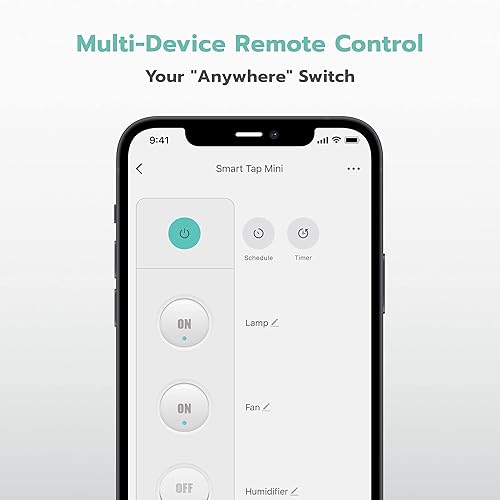 Miniatura 5 de KMC Smart Tap Mini, adaptador de enchufe inteligente múltiple montado en la pared de 4 tomas, 3 tomas inteligentes Wi-Fi controladas de forma