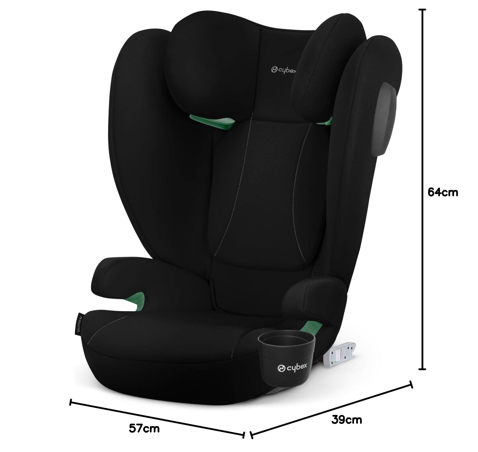 Cybex Silver Fotelik samochodowy Solution B4 i-Fix, Z uchwytem na napoje, Do samochodów z systemem ISOFIX i bez niego, Od ok. 15–50 kg / 100-150 cm, Od ok. 3 do 12 lat, Volcano Black (Wulkan Czarny)