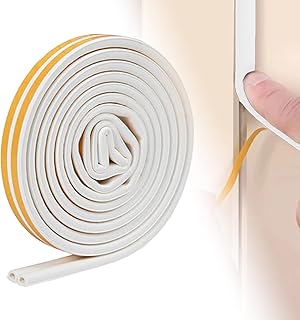 Weather Stripping Tape, 20ft Self-Adhesive Door & Window Seal Strip – Rubber Foam Draught Excluder, Anti-Collision Sound I...