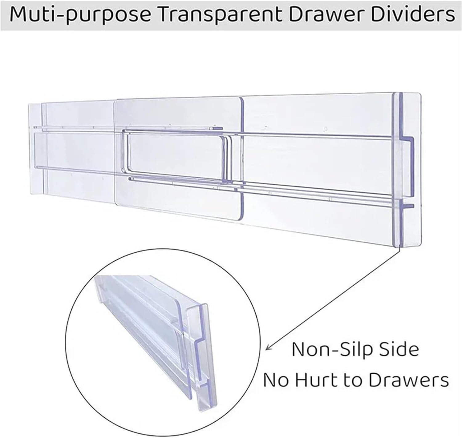 2/4 Pcs Adjustable Storage Drawers Divider Retractable Drawer Partition Holder Kitchen Organizer For Clothes(Clear-4 PCS)