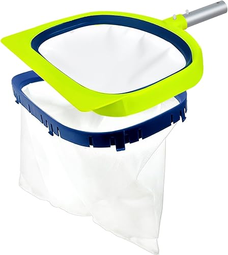 katikies Red de desnatador de hojas para piscina, herramienta de limpieza de piscina con bolsa de red de malla de nailon fino profundo resistente