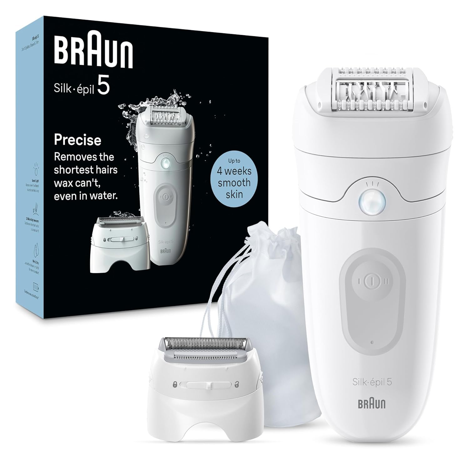 Braun Silk-épil 5 Epilator, Hair Removal Device, Women Shaver & Trimmer, Wet and Dry, Includes Shaver Head and Trimmer Comb, SE5-041, Grey