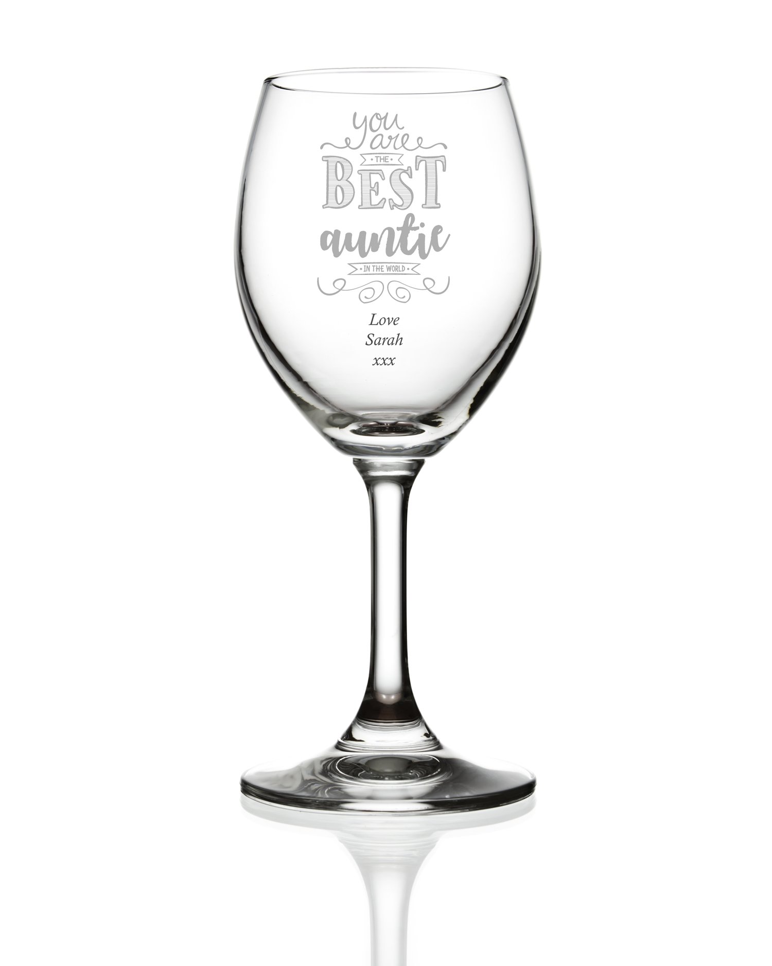 Ukgiftstoreonline Transparent Gift For Auntie Personalised Engraved Wine Glass