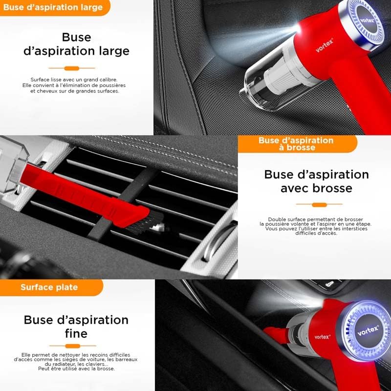 Vortex Aspirateur à Main sans Fil Pliable LED Crc90 Rouge