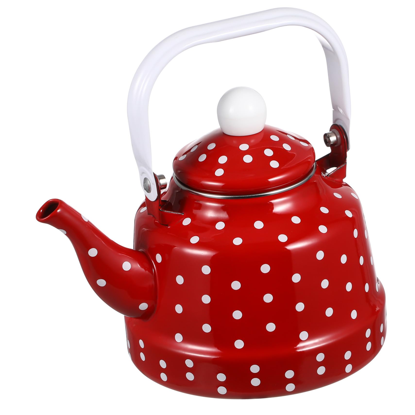 DOITOOL Tetera de Esmalte con Filtro para Infusiones Diseño Vintage Rojo con Puntos Resistente y Segura para Preparar Té Casa