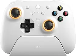 8Bitdo Ultimate 2 Wireless Controller for Windows & Android, Gaming Controller with TMR Joysticks, Switchable Hall Effect/Tactile Triggers, Motion Control, RGB Fire Ring, 8Speed Wireless Tech, White
