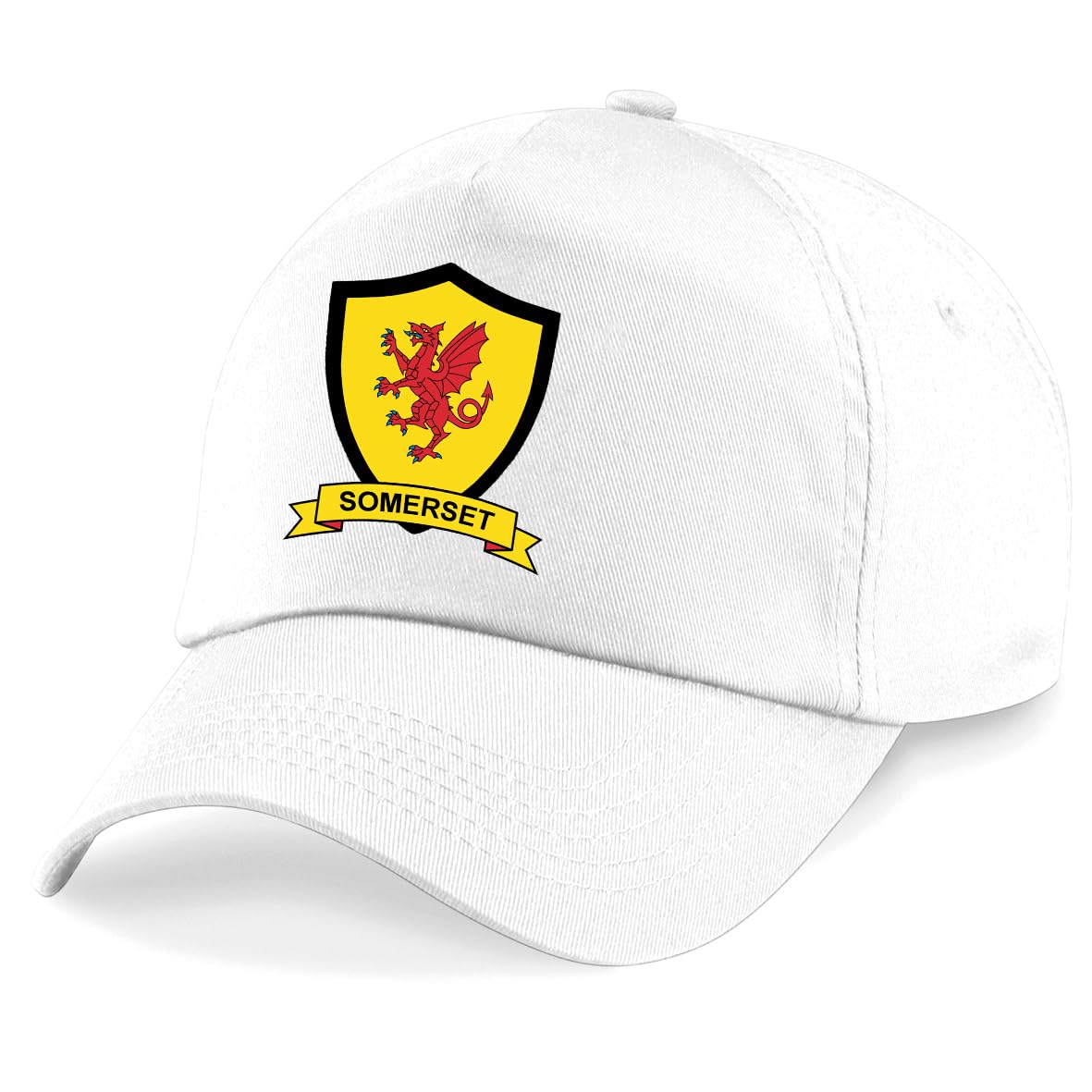 Somerset County Embroidered Baseball Cap Cricket Sport Your County Embroidery (White)
