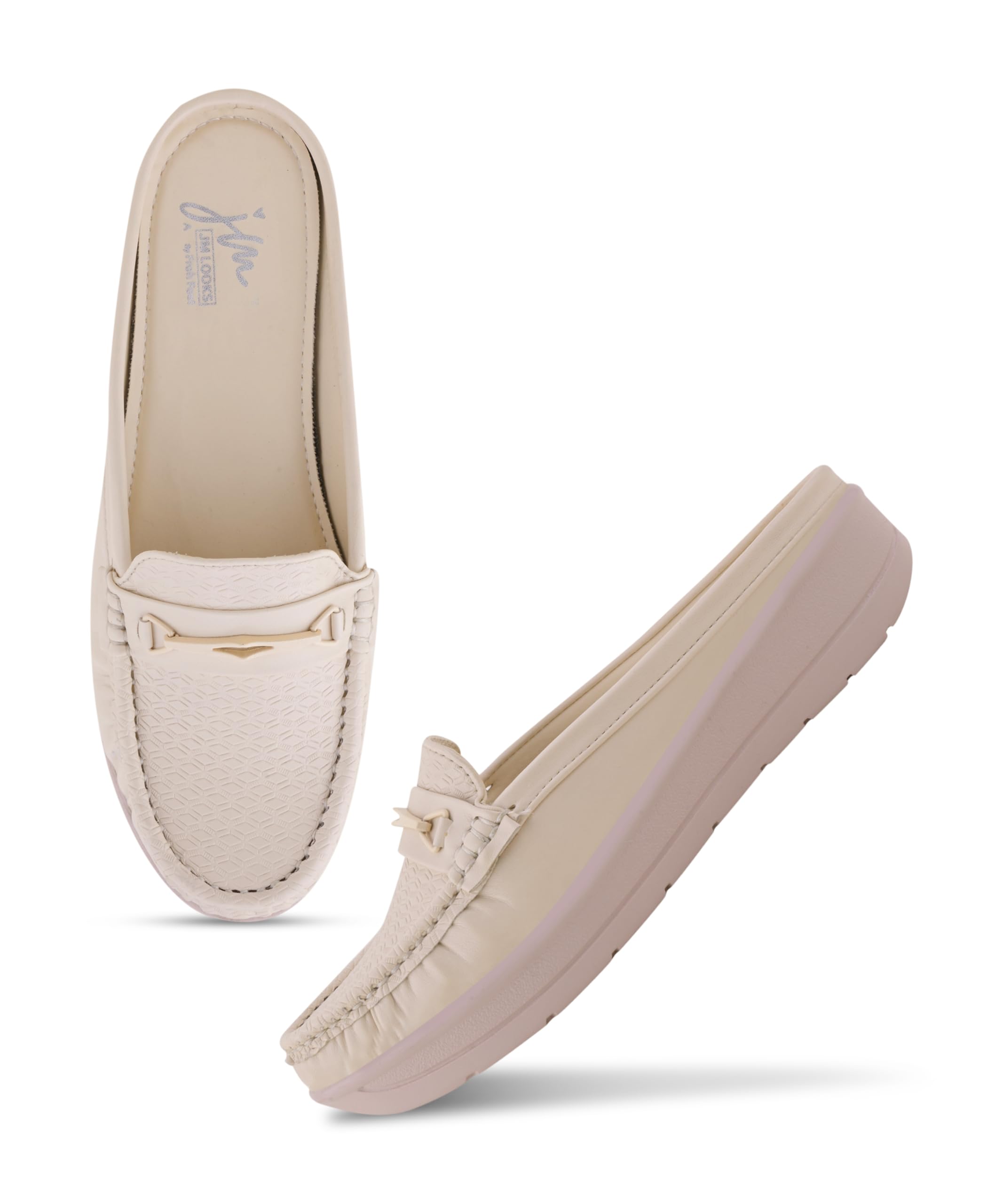 Premium Textured Pattern Slip On Mule Loafers Comfortable Cushioned Casual Flat Shoes for Women-image-4