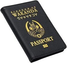 Passport Cover Kingdom of Wakanda Printed Passport Holder Leatherette Black Panther Passport Case with Multi Card and Ticket Slots