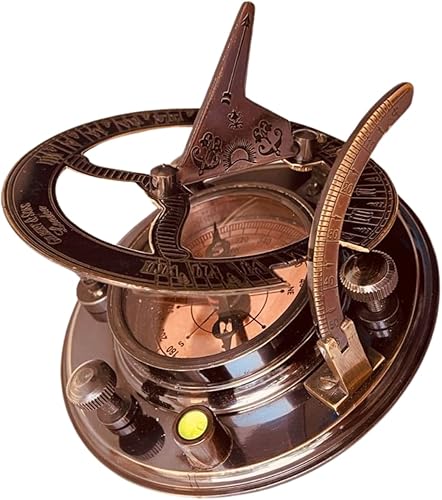 Miniatura 6 de ALADEAN Reloj de reloj de sol de latón vintage, brújula náutica antigua, reloj de reloj de sol en caja de regalo de cuero de recuerdo, reloj de sol