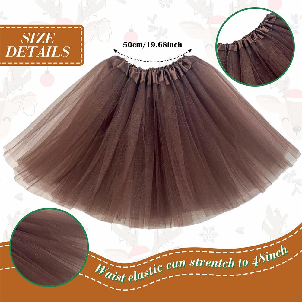 WFKKMEQ Reindeer Costume Set, 2Pcs Tutu Skirt with Antler Headband, Deer Headband Costume Sets - Image 3
