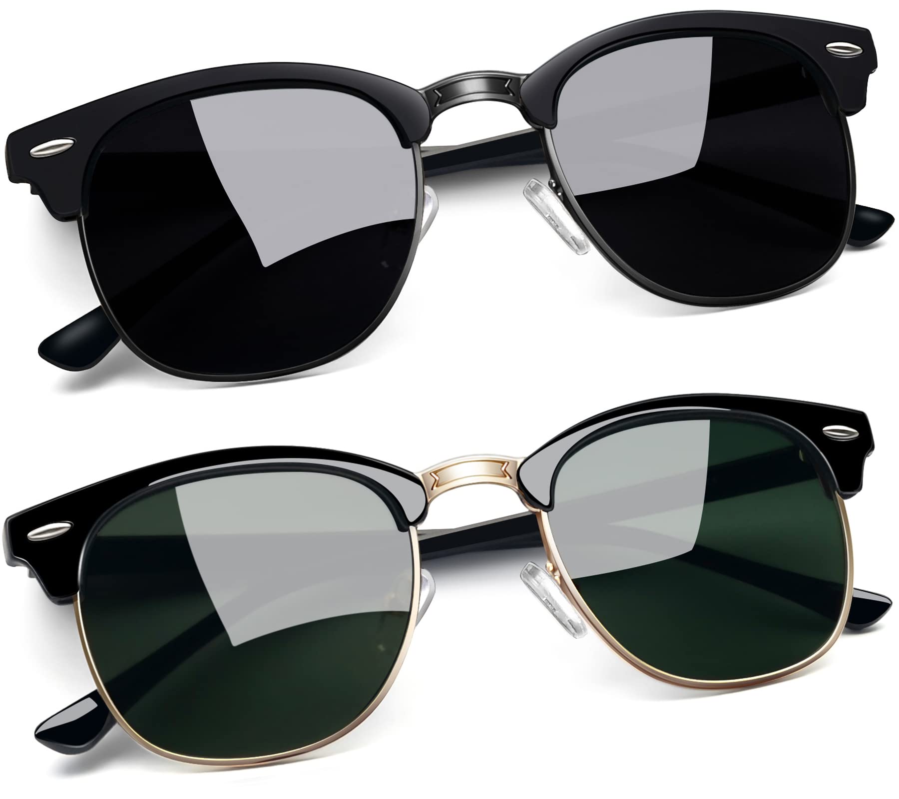 Joopin Half Frame Sunglasses UV Protection Vintage Browline Sun Glasses