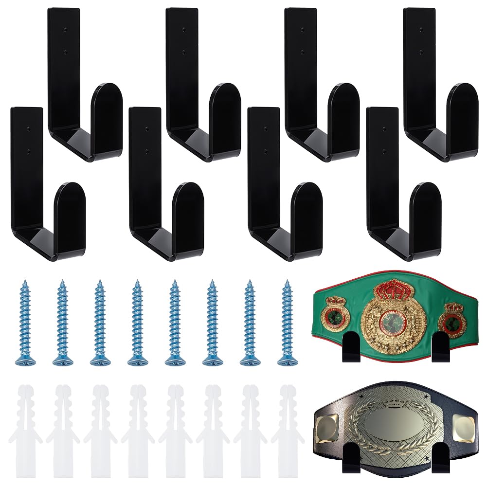 UNICRAFTALE 8Pcs Wrestling Championship Belt Display Holder Belt Wall Mount Organizer Acrylic Belts Display Stands Title Belts Hanger for Sport Football Boxing Wrestling Corporate Award Badges