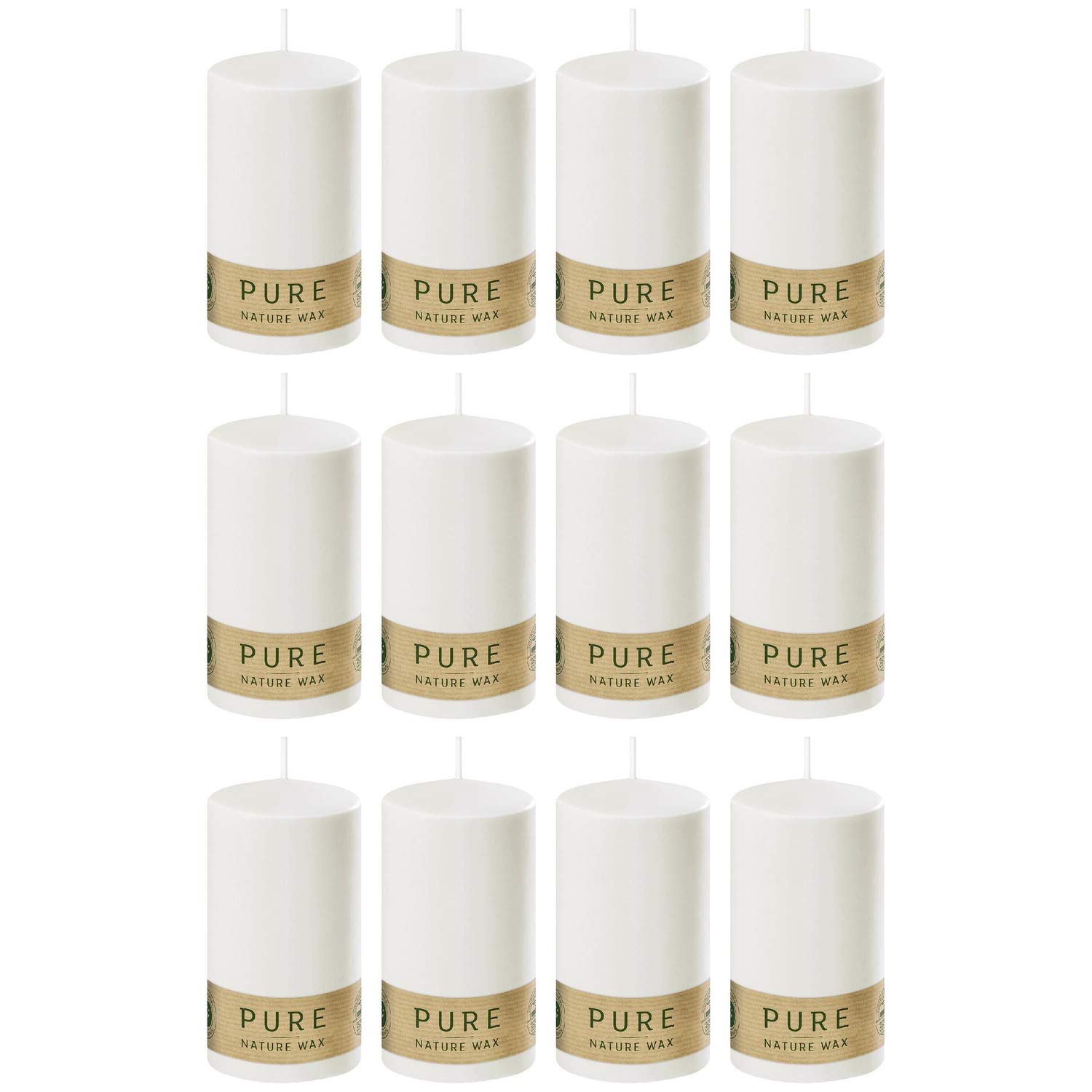 Wenzel Pure Kerze Safe Candle 13x7cm Natural, weiß (12 Stück)
