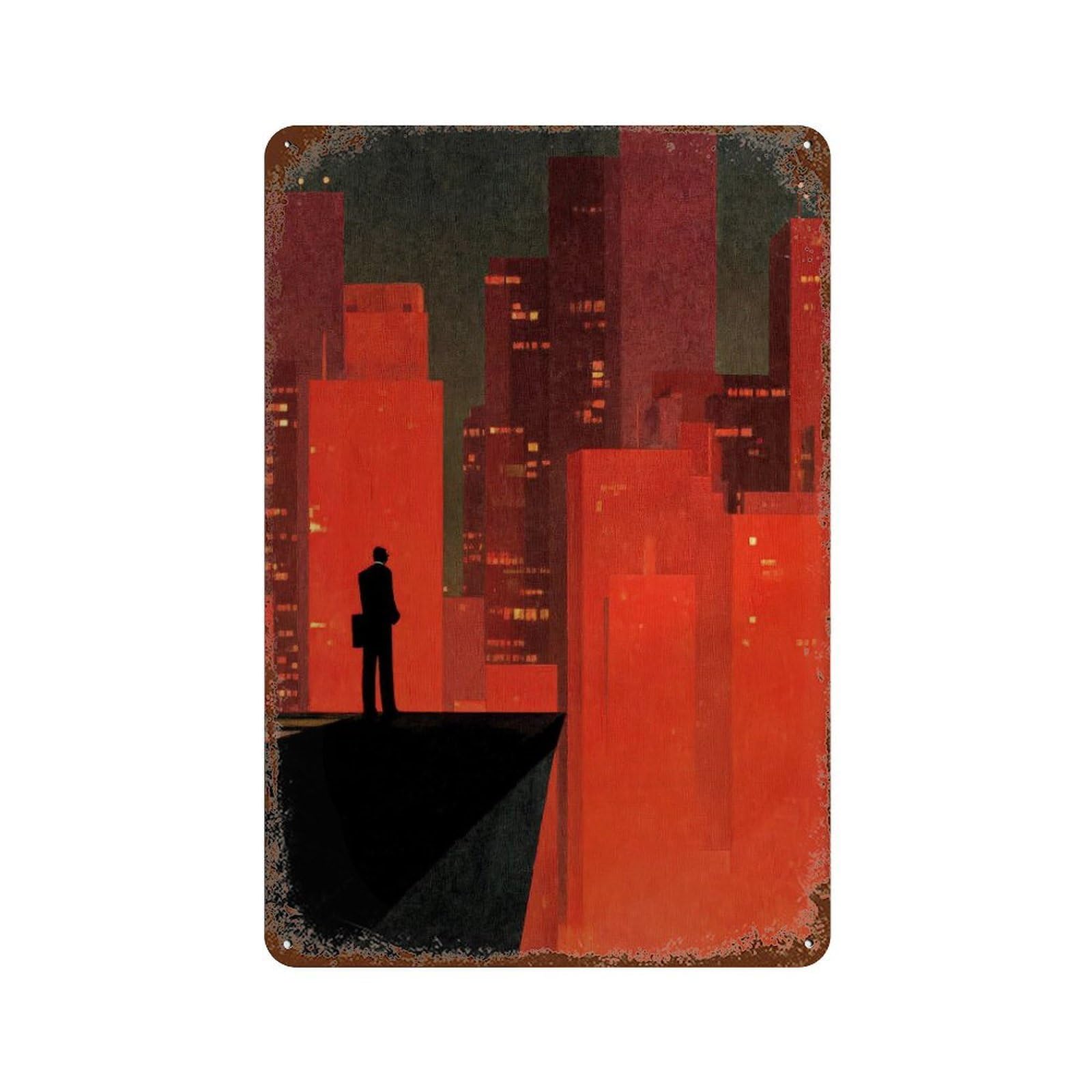xiaoxiaoshen Silhouette Businessman. Y2k Indie Wall Decor Art Metal Tin Poster Modern Home Decor Art Home Bar Shop Decorations Vintage Sign 30x20cm