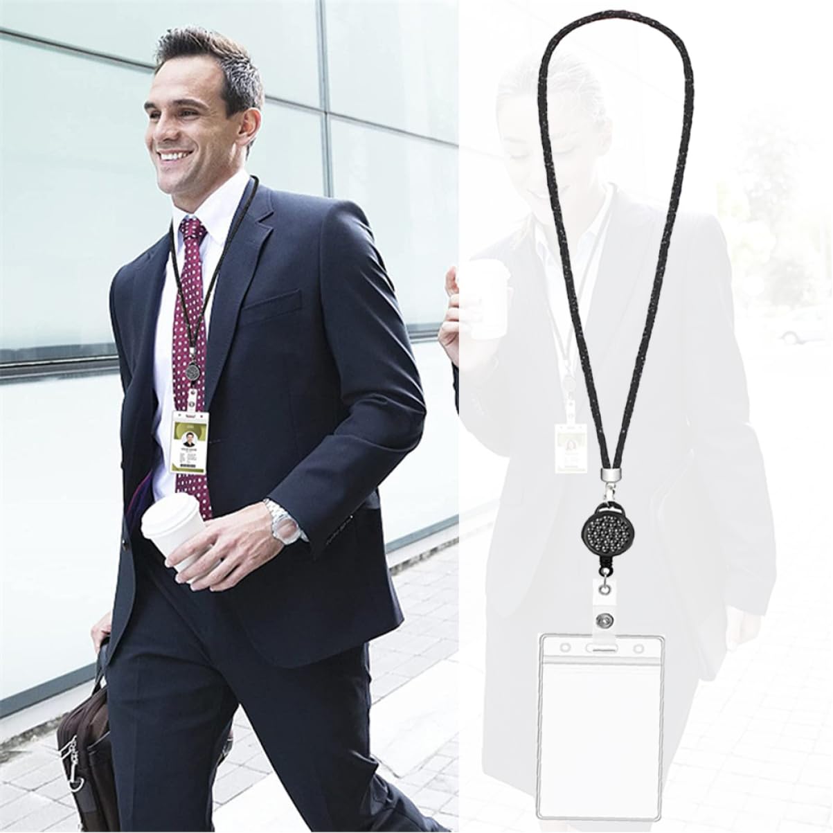VILLCASE 5sätze - Mit Lanyard Wasserdichte Kratzfeste Id-kartenhülle Mit Abnehmbarem Schlüsselband Für Lehrer Studenten Und Berufstätige Transparente Soft-kartenhülle Lanyards
