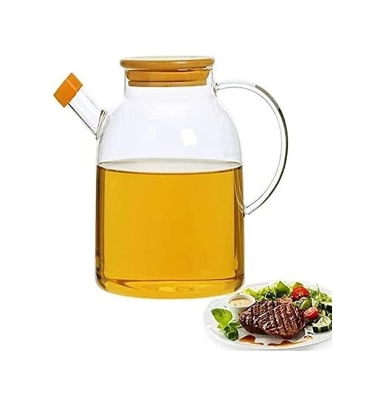 Dozownik oleju i octu Dozownik oleju i octu, szklana butelka szczelna butelka oleju przezroczysta, drewniana osłona (1000 ml) (1800 ml) Ocet(1800ml)