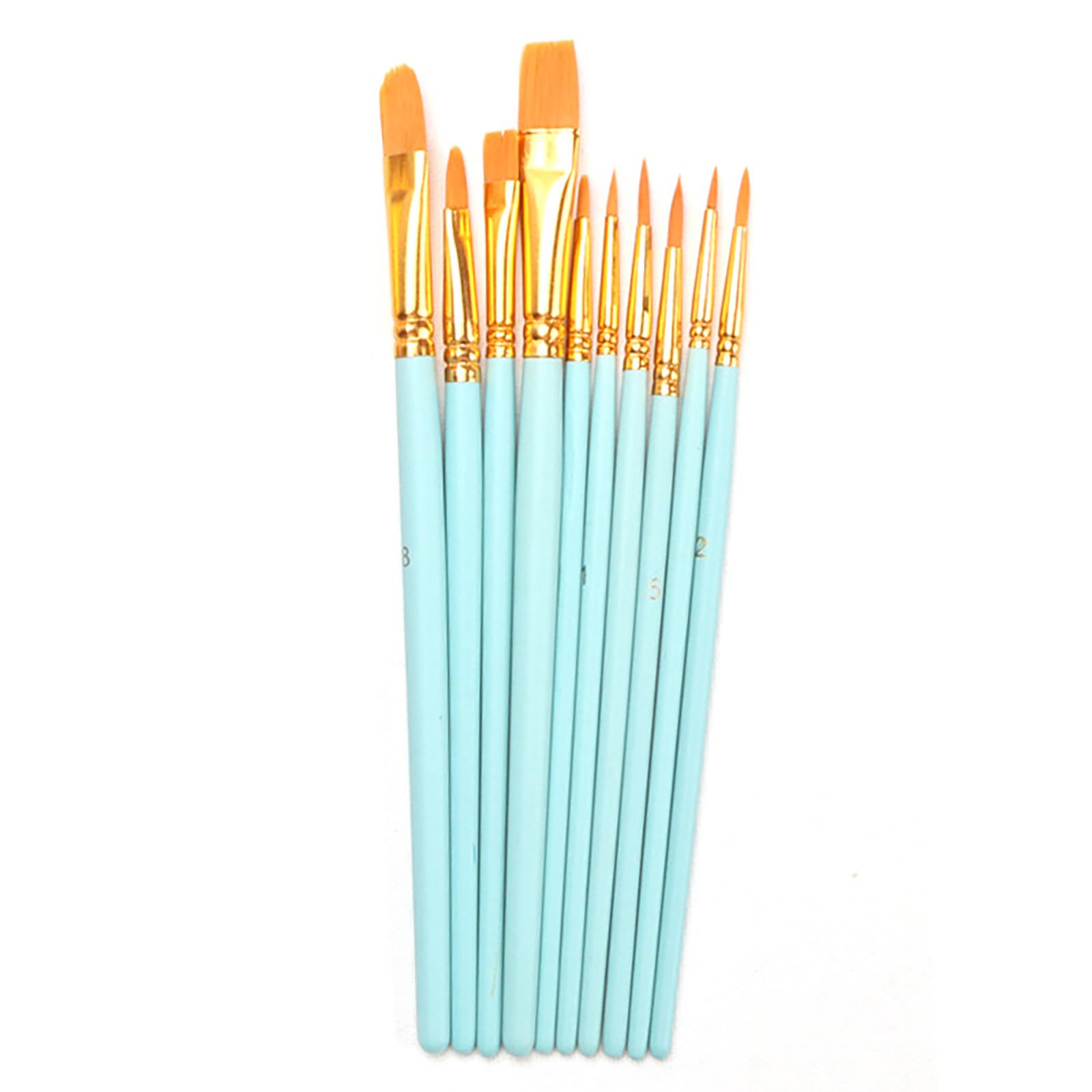 Lot de 10 pinceaux en Nylon pour Peinture Acrylique, Gouache, Huile, Peinture à l'huile, pour Artistes débutants, Bleu