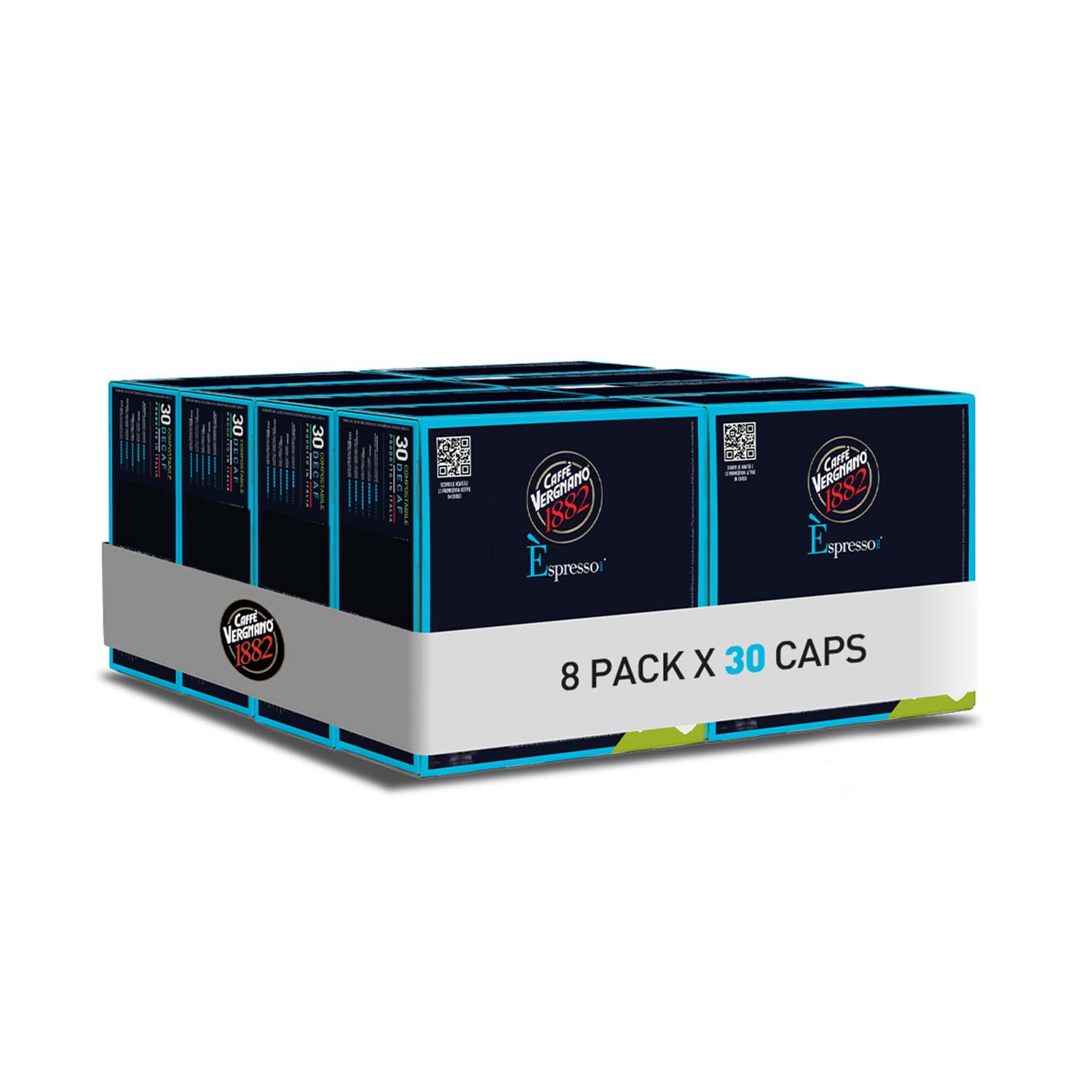 Caffè Vergnano Èspresso1882 - 240 Capsule Caffè Compatibili Nespresso e Compostabili, Decaffeinato- 8 confezioni da 30 capsule