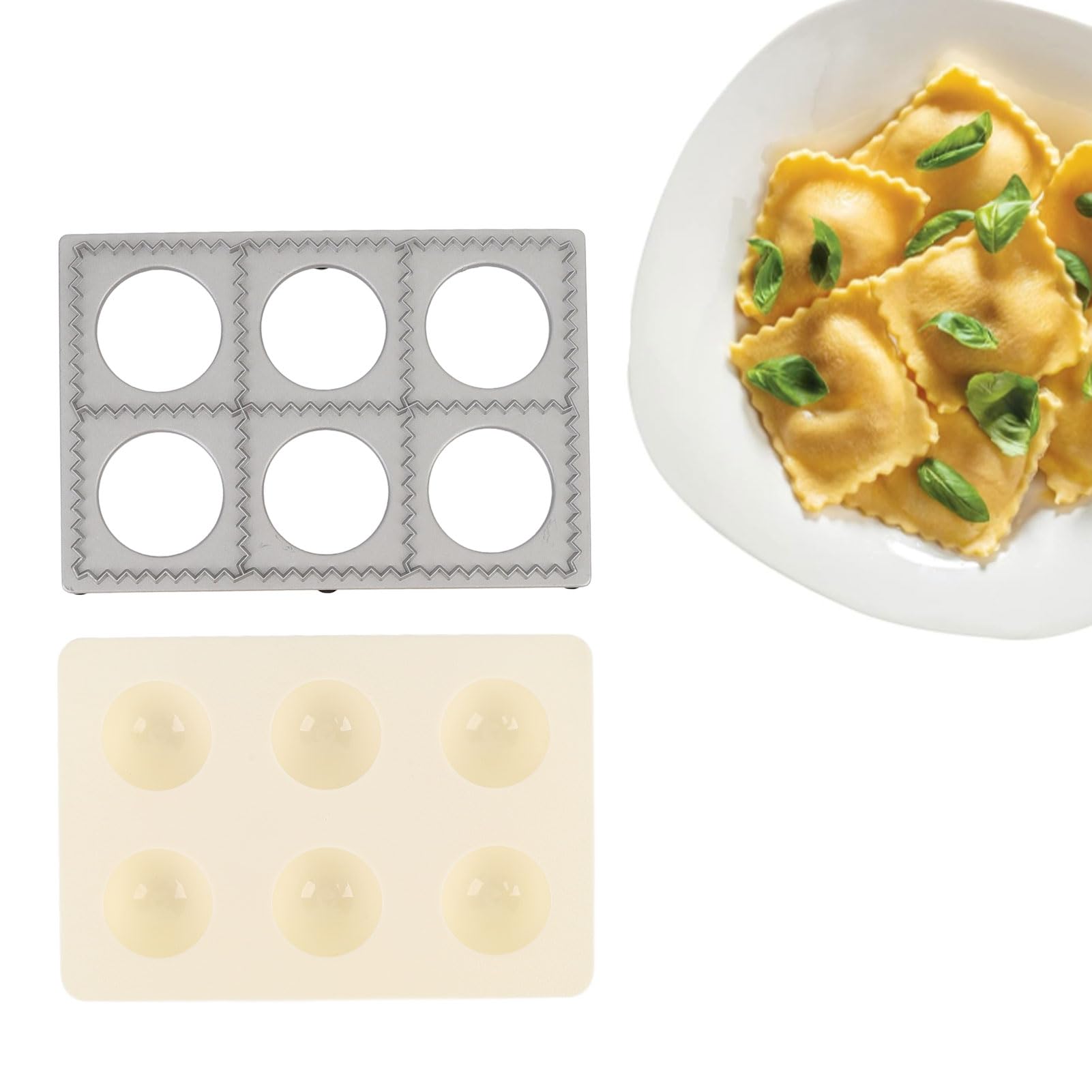 Ravioli Maker Pressa per Ravioli Pasta Maker 6 Fori Lega di Alluminio ABS Facile da Usare per la con Design Rotondo Adatto per Alimenti