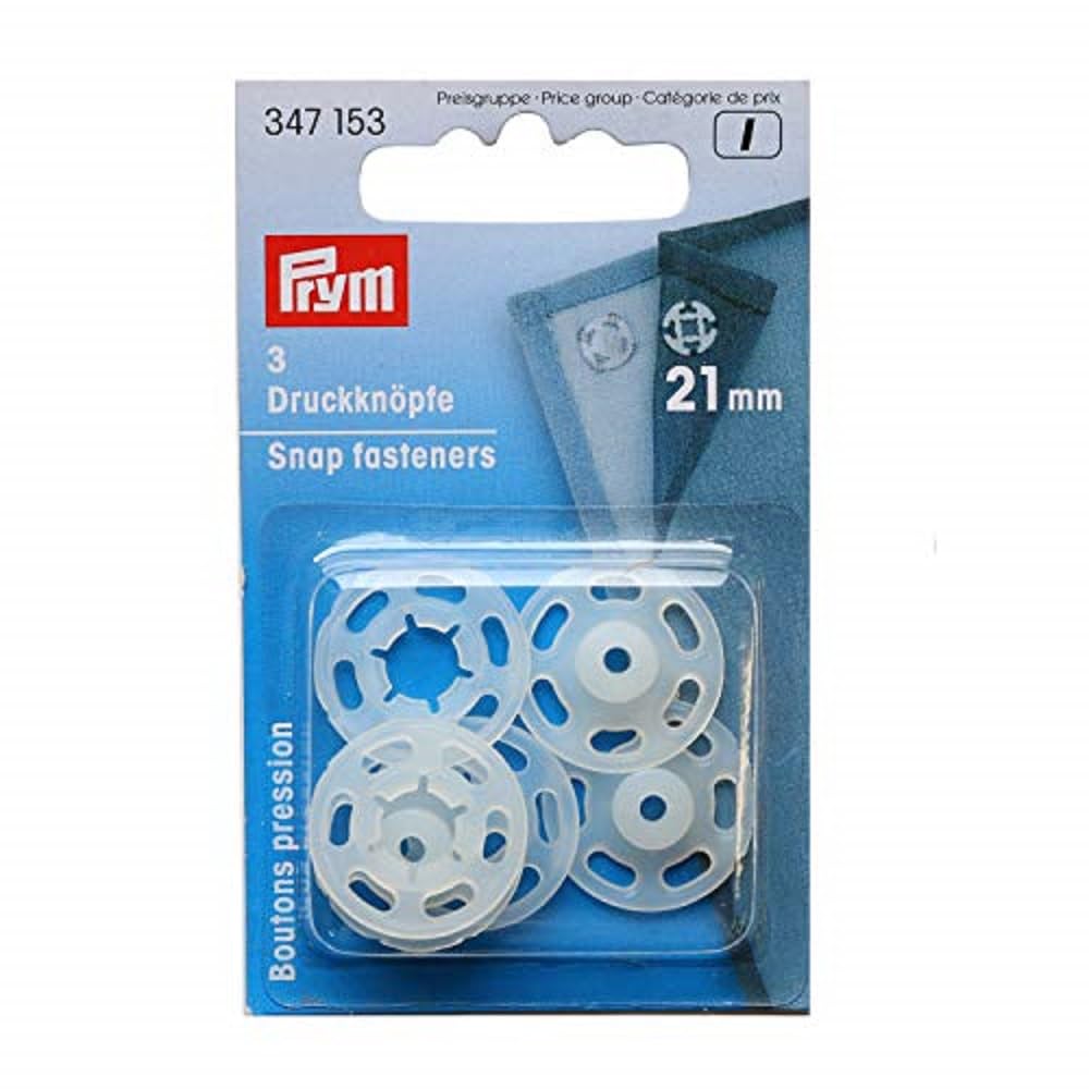 Prym sew-on Buttons, Plastic, Round, Perlmuttfarben, 21 mm, Transparent, 3 Stück PRYM_347153-1