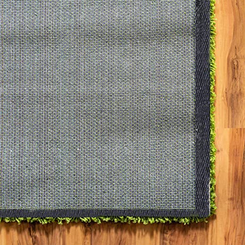Image of Handmade 2 Inch Pile Height Super Soft Touch Export Quality Plain Shag Rectangular Carpets For Home Size 6 X 8 Feet Color Green