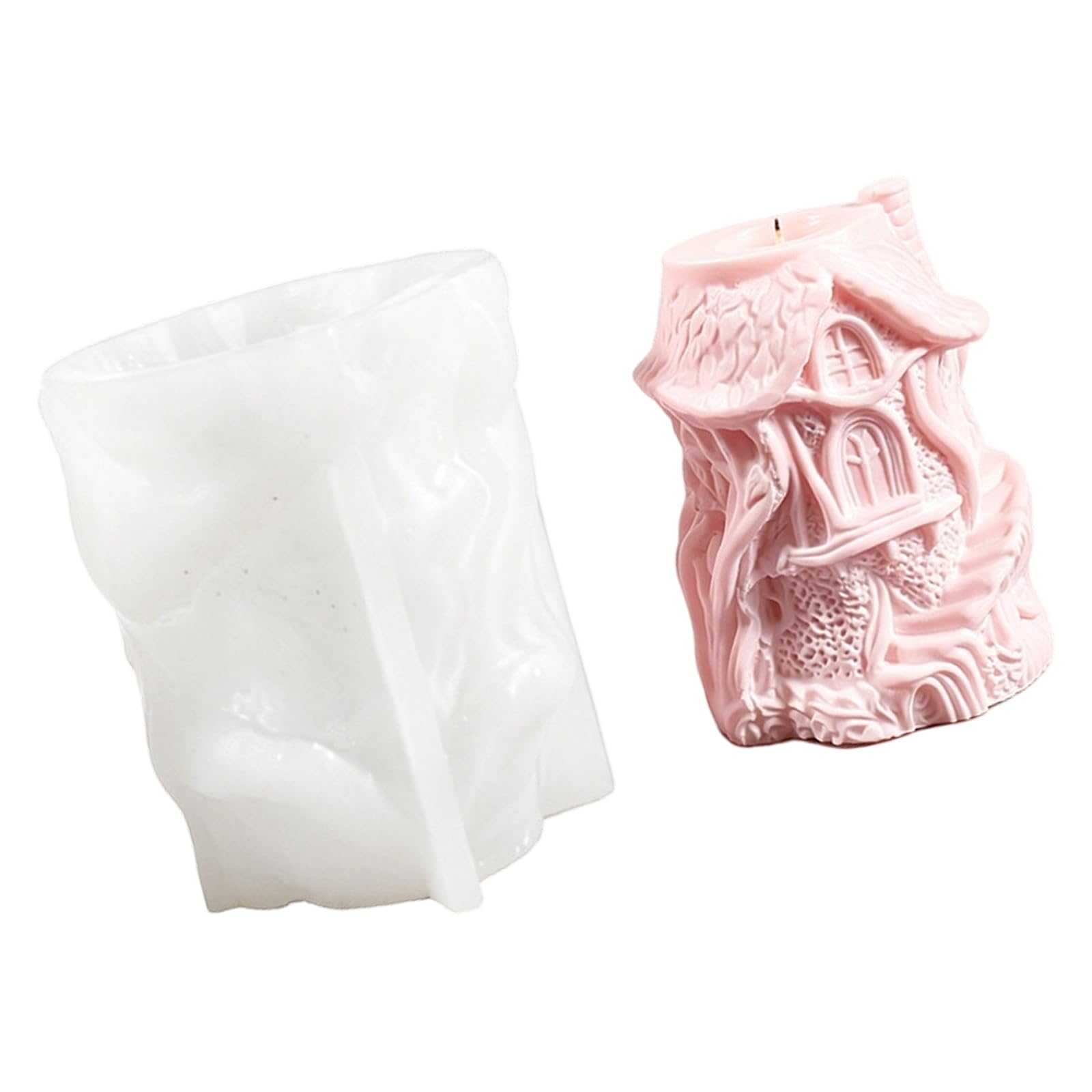Shntig Tree Stump Cabin Silicone Molds Easy Demolding Multipurpose Silicone for Making Soap Home Deck Molds