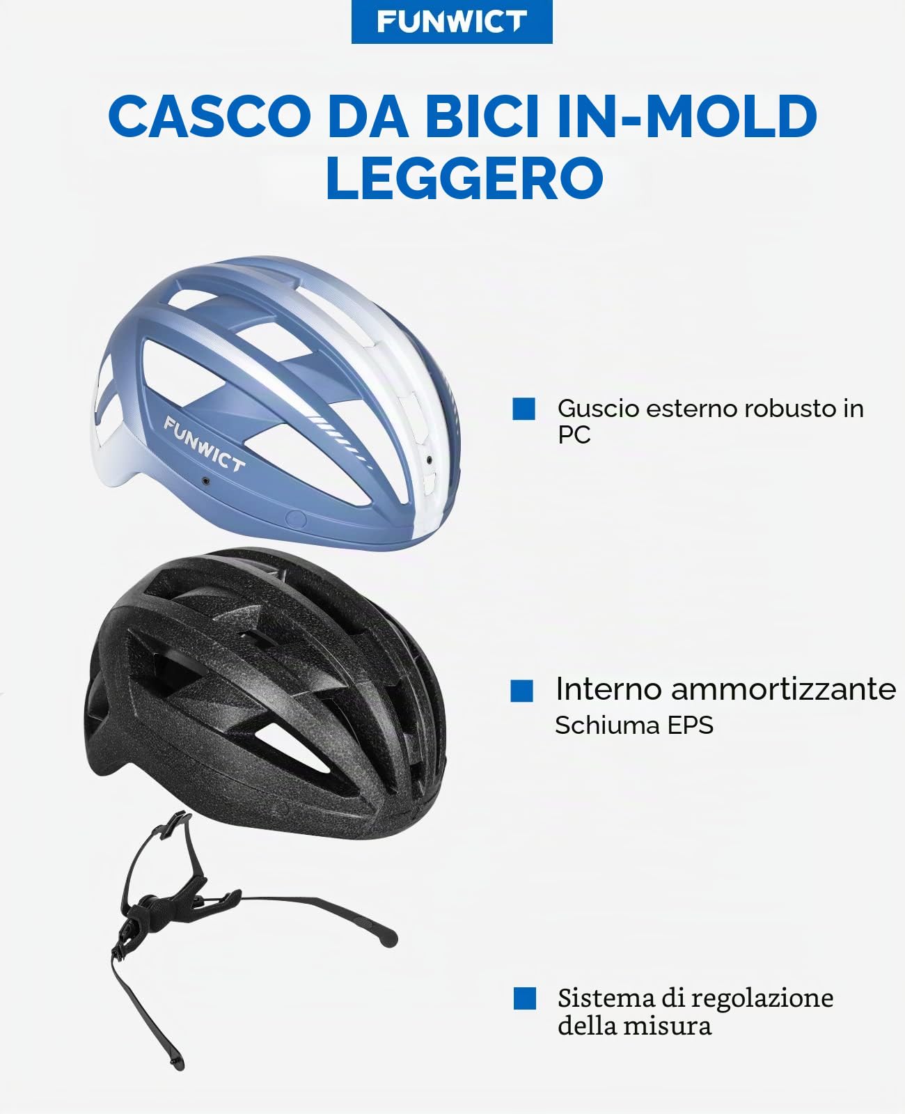 Casco da bici per adulti con visiera e occhiali per uomo e donna, casco da bici da strada e mountain bike, ricaricabile, con luce posteriore (M: 54-58 cm, mixblu)