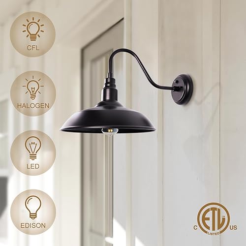 Miniatura 4 de INNOSPARX Lámpara de pared exterior de 10 pulgadas con cuello de cisne de bronce claro para exteriores, montaje en pared, aplique de pared exterior