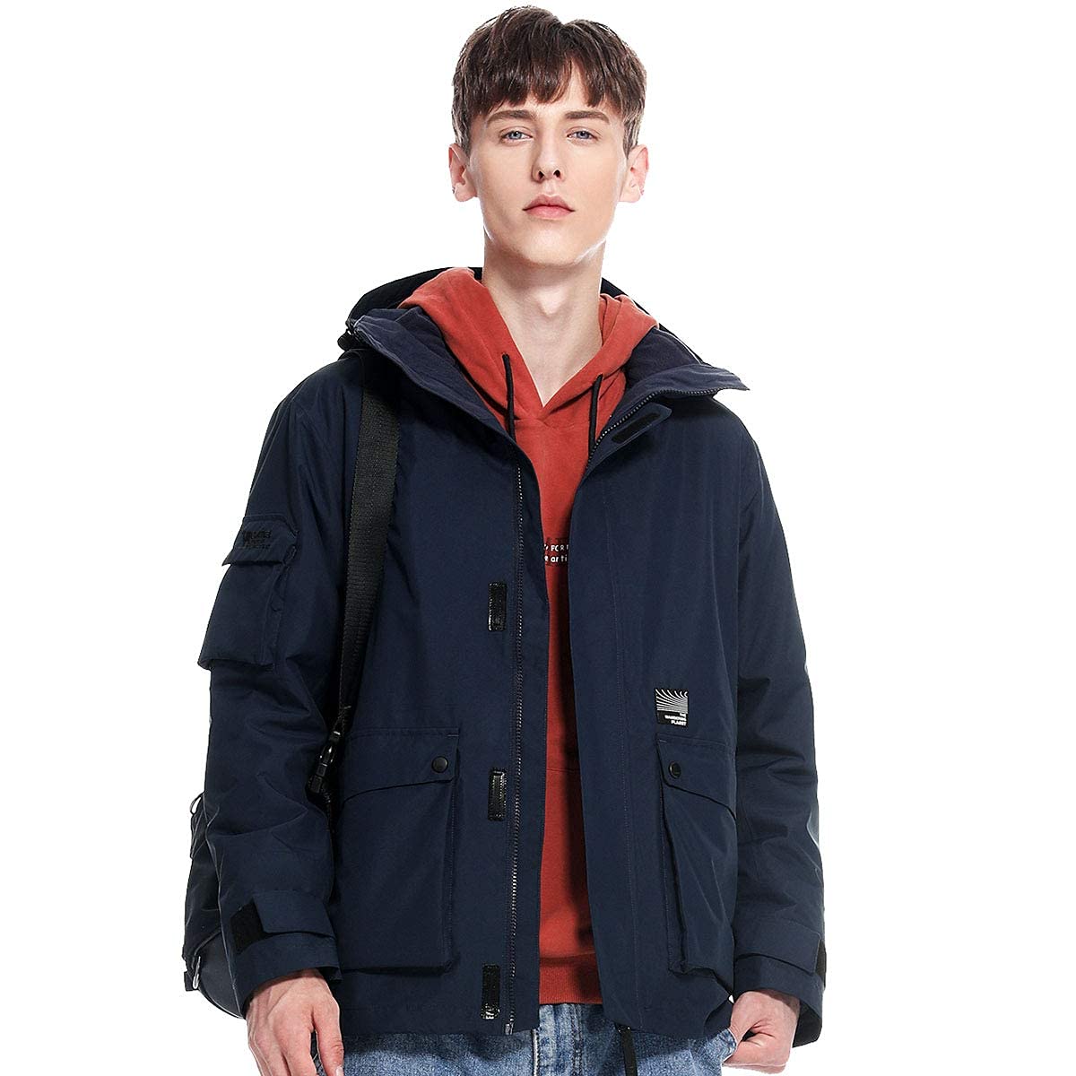 MU Chaqueta de Esquí a Prueba de Agua de Los Hombres 3 en 1 Windoorvientos Winter Warmable Warmable Abrigo Cómodo Cómodo Fleece Ropa Interior/Blue/L