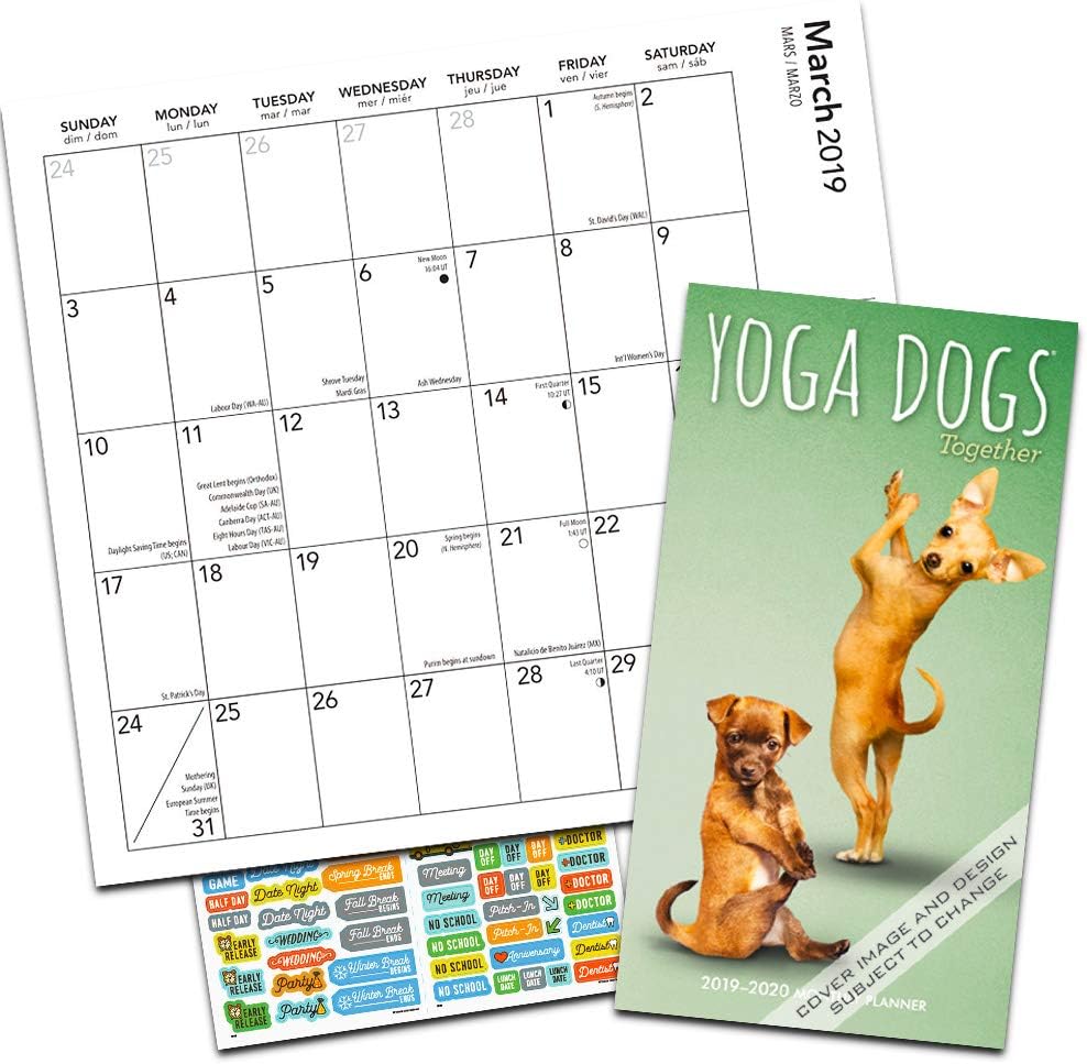 DateWorks Yoga Dogs Monthly Pocket Planner 20192020 with DateWorks Calendar