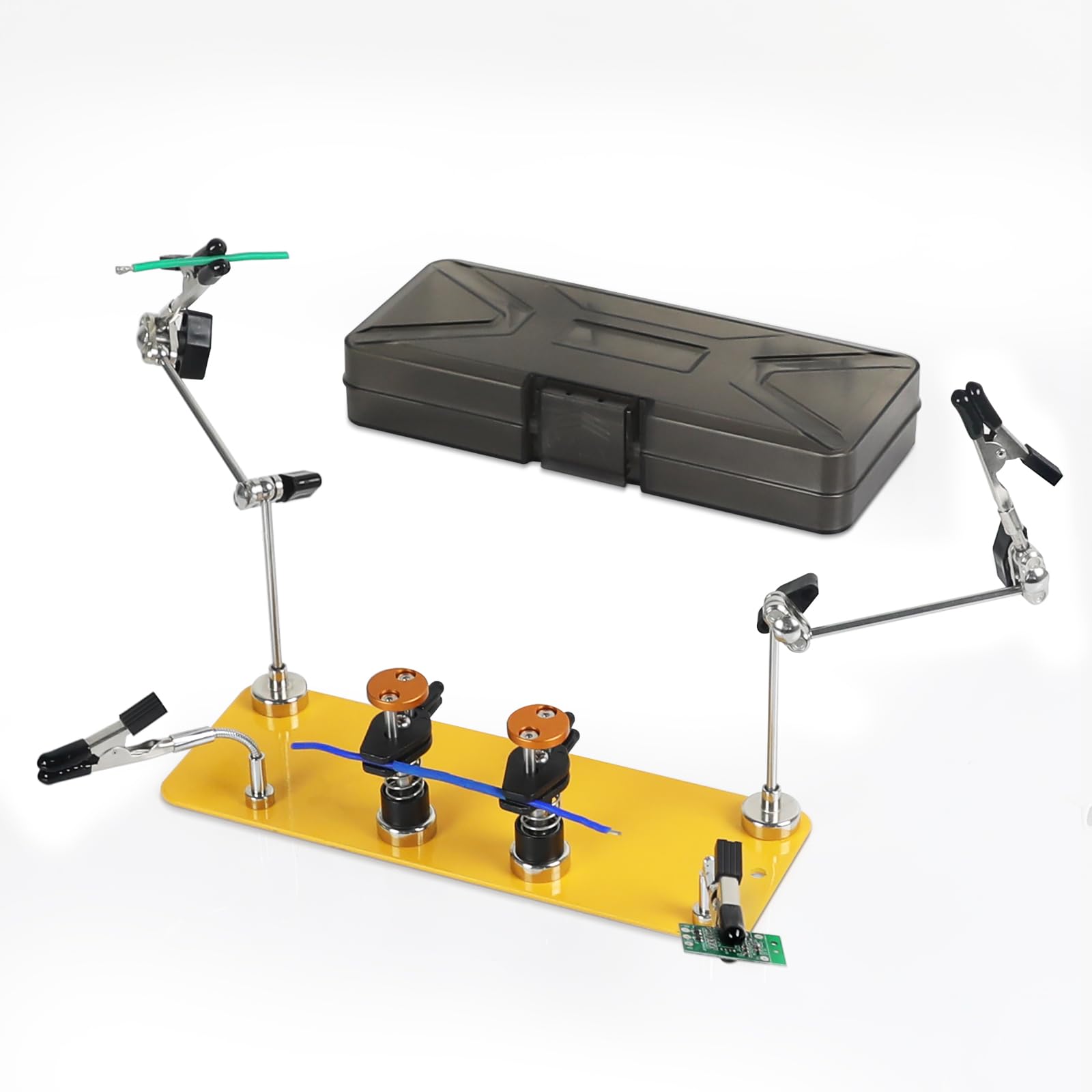 Magnetic Helping Hands Clamp Metal, Adjustable Third Hand Soldering Holder Stand for Small Electronics, Hobby DIY, Craft, PCB Repair, Precise Work, Exclusive Dual-Head Ultra-Grip