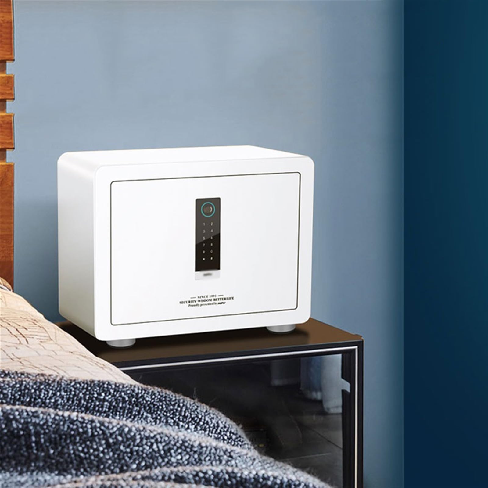 Le coffre - fort Petit classeur de bureau mot passe d'empreintes digitales en acier antivol chambre Mini objets valeur coffre-fort(Noir)
