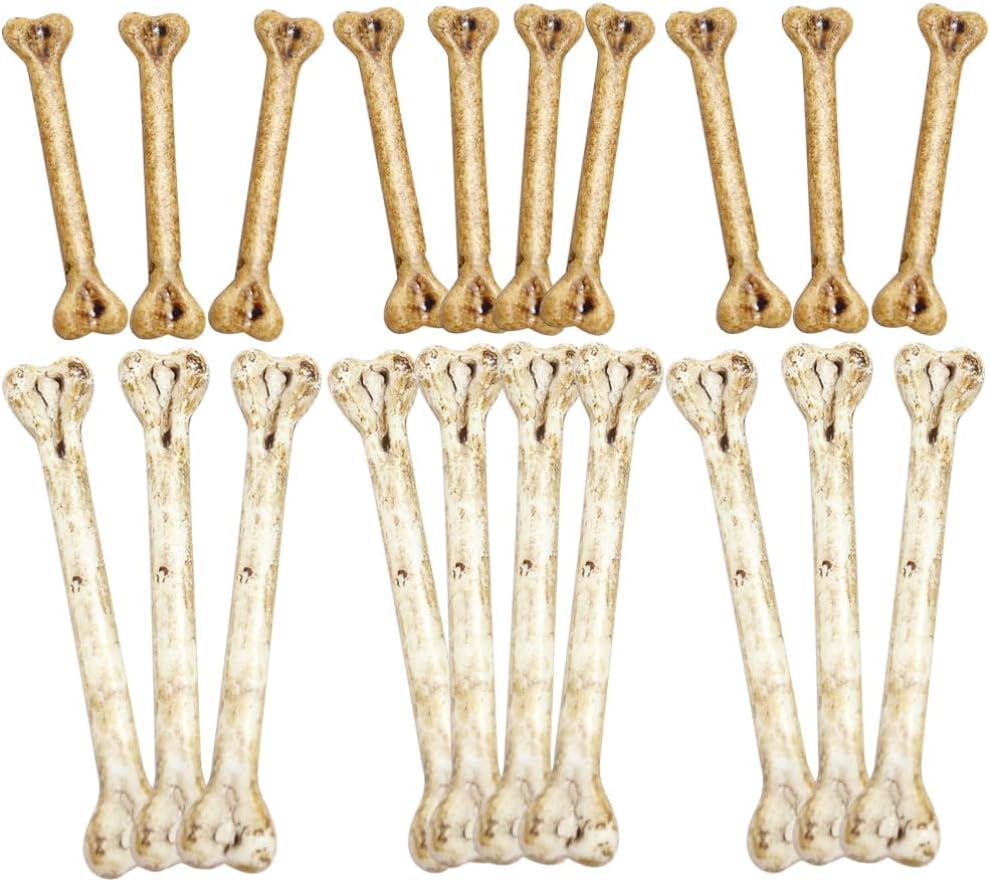 Angoily 20 Pcs Simulated Bone Decorations 3.94 Inch Small Fake Bones with Holes for DIY Halloween Charms Party Prank Props Crafting