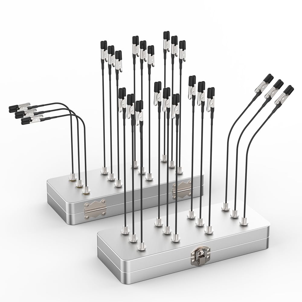 Madmagic 2pcs Metal Painting Stand Base Holder with 24pcs Bendable Magnetic Alligator Clips Sticks Kit for Gundam Hobby Model Painting, for Airbrush
