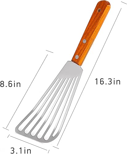 Miniatura 7 de Espátula de pescado de acero inoxidable para espátula antiadherente, espátula ancha y fina de acero inoxidable con espátula ranurada ligera y