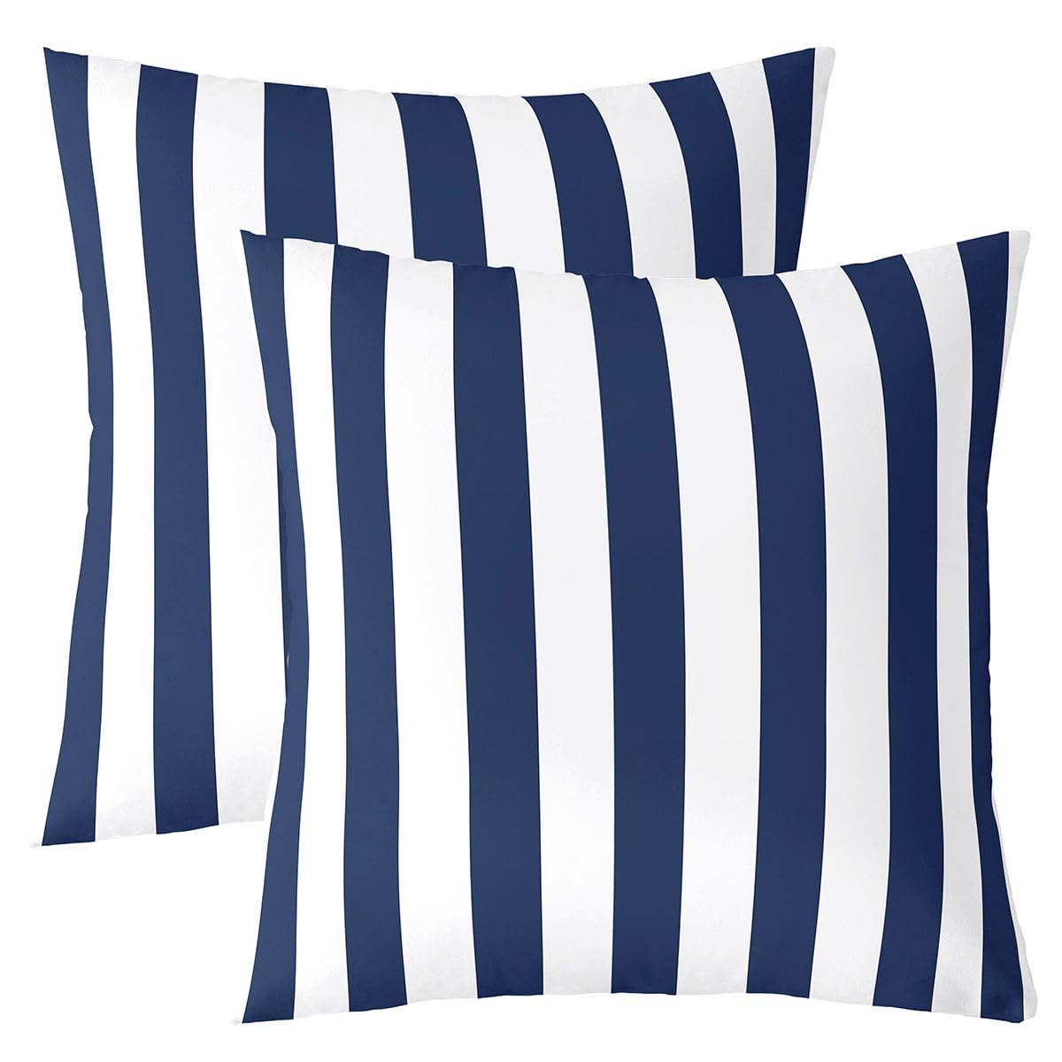 U-LOVE 2 Pack Navy Blue & White Striped Pillow Covers - 18x18 Inch, Super Soft Decorative Covers For Sofa, Bed, Couch