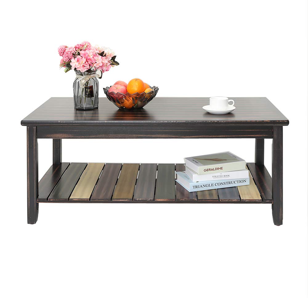 Buy IWELL Coffee Table with Storage Shelf for Living Room, Cocktail