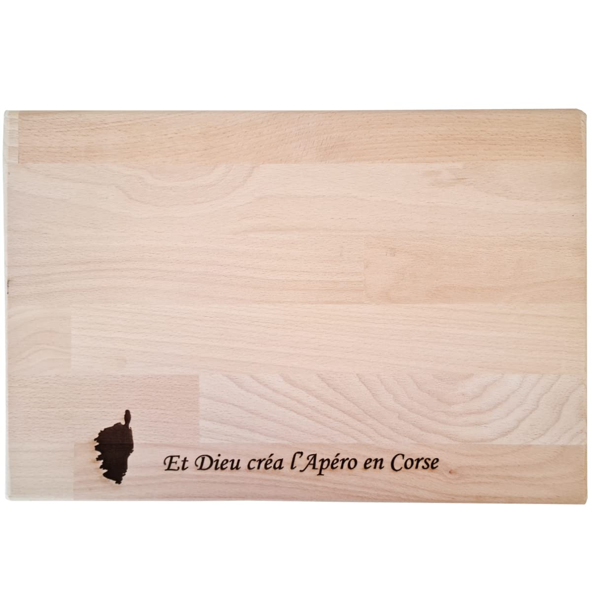 Planche rectangulaire en bois de hêtre gravé robuste qui préserve les couteaux