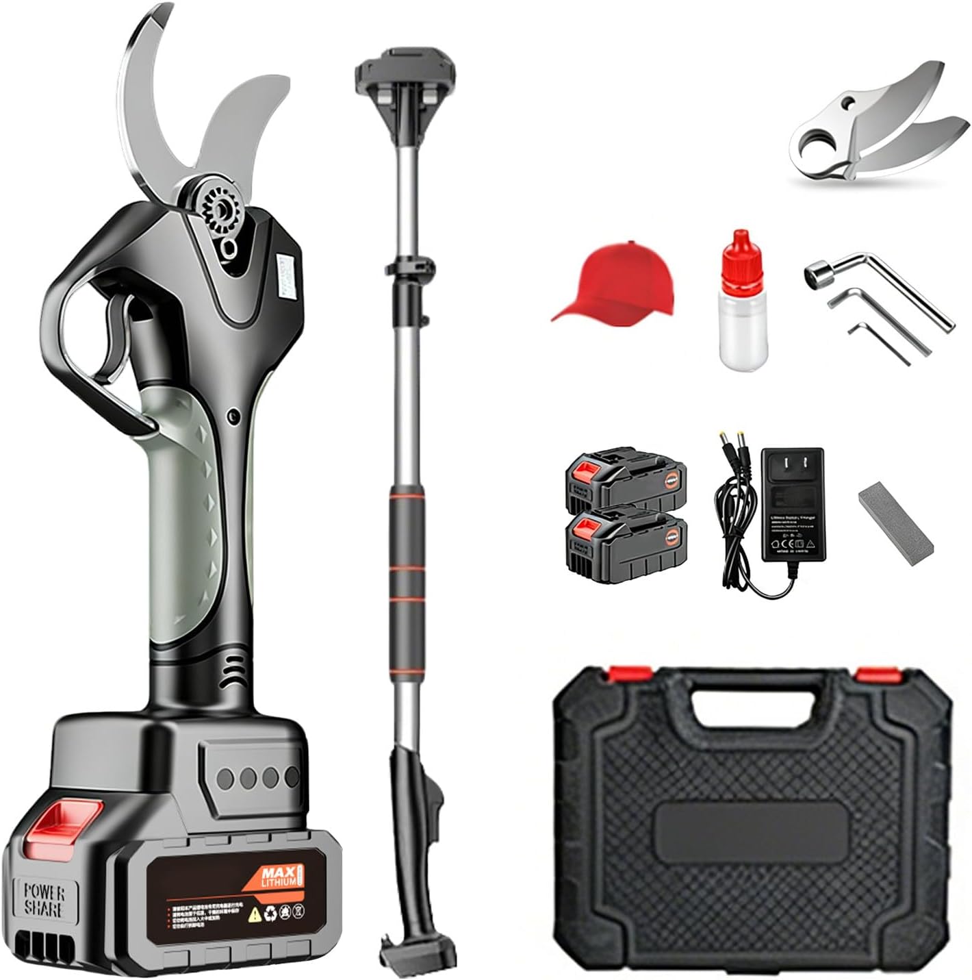 Electric Pruning Shears, Upgraded 2'' Cutting Diameter Powerful Brushless Motor Cordless Pruning Shears with 2PCS Rechargeable Batteries for Gardening Tree Branch