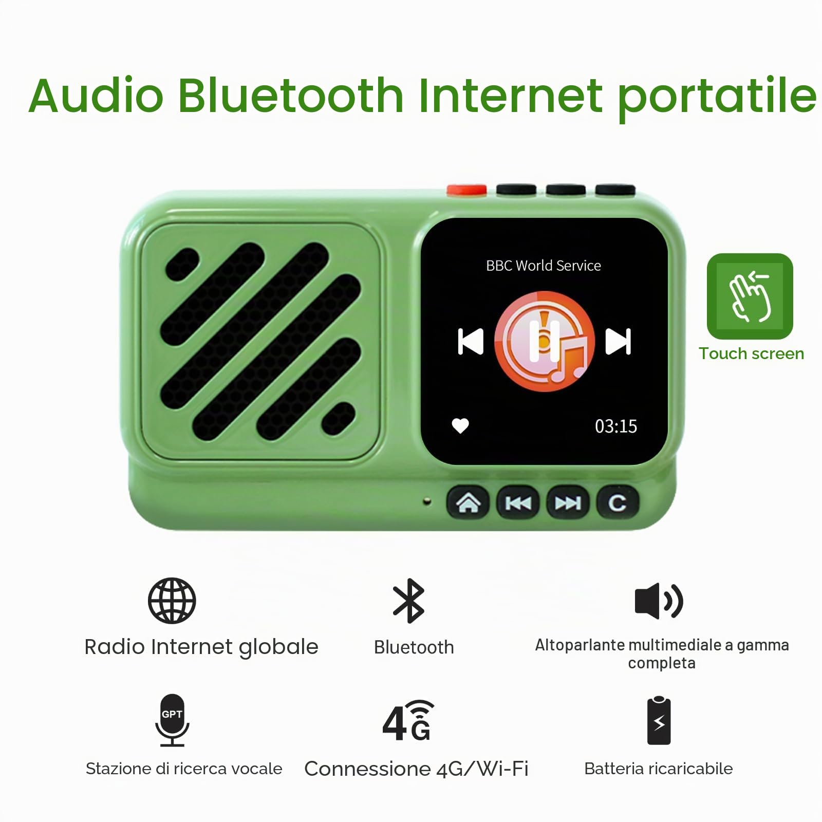 Choyong Voyager Altoparlante Bluetooth Altoparlante portatile senza fili con WIFI/4G, stazione radio Internet, BT5.3, elettronica per casa/viaggio/Outdoor/