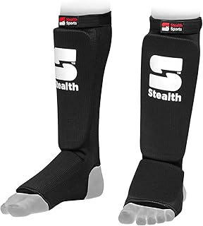 Stealth Sports Boxing Shin Guard - Professional Muay Thai Shin Guards - 12mm Thick Leg & Foot Shin Instep Guard - Protective Sparring Gear for MMA, Taekwondo, Karate, Kickboxing, Men & Women