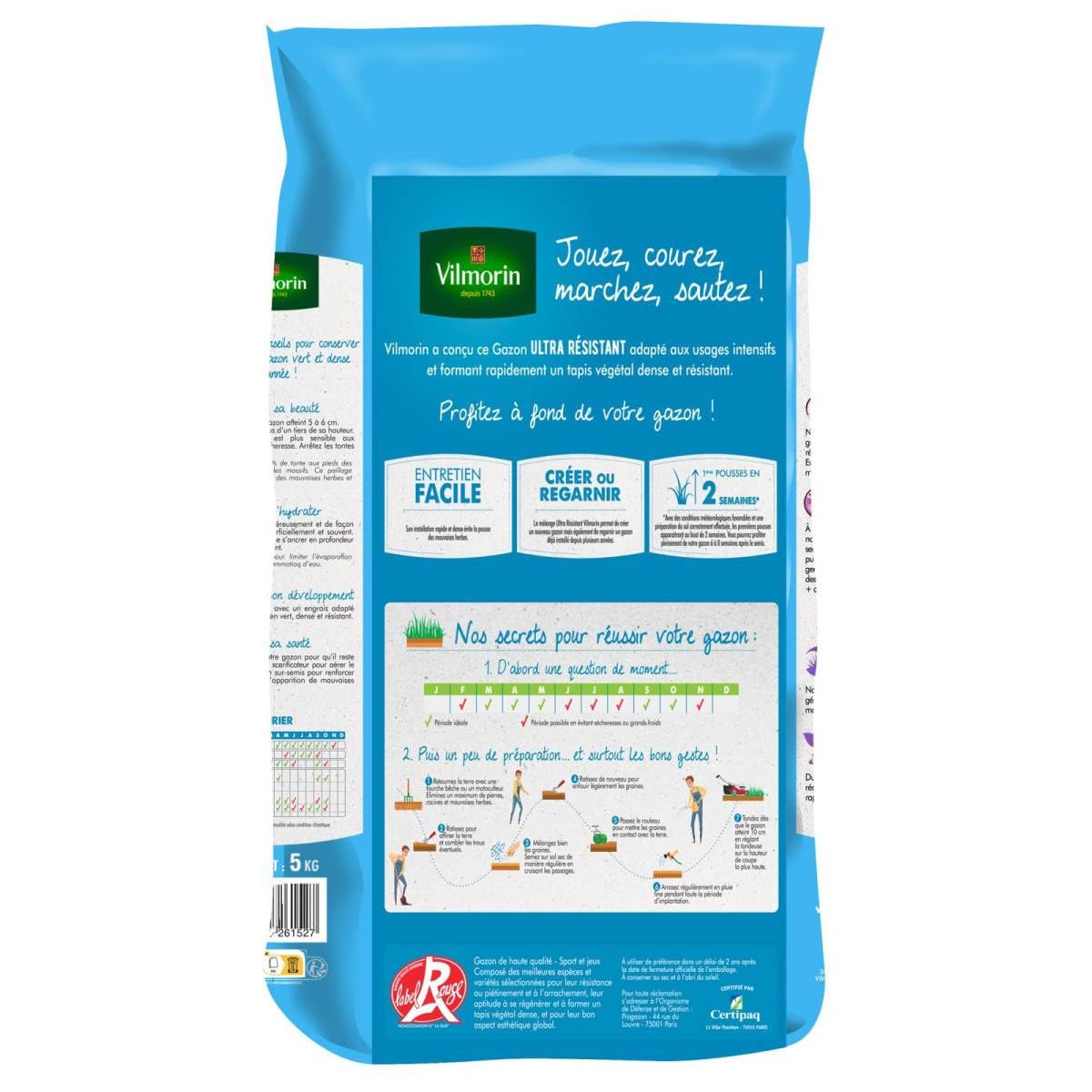 Lot Gazon Ultra-Résistant Vilmorin 2x5kg : La Solution Pro pour une Pelouse à Toute Épreuve