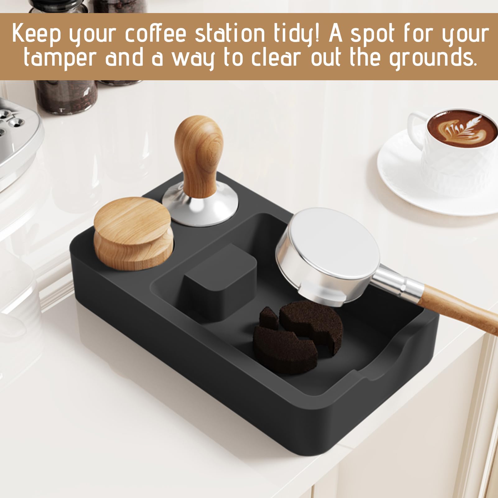 Alfombrilla de Silicona para Cafeteras, Alfombrilla para Máquina de Café con Bordes Elevados 60x40cm, Tapete para Máquina Café Antideslizante Fácil Limpiar con De'Longhi Magnifica, Krups, Philips
