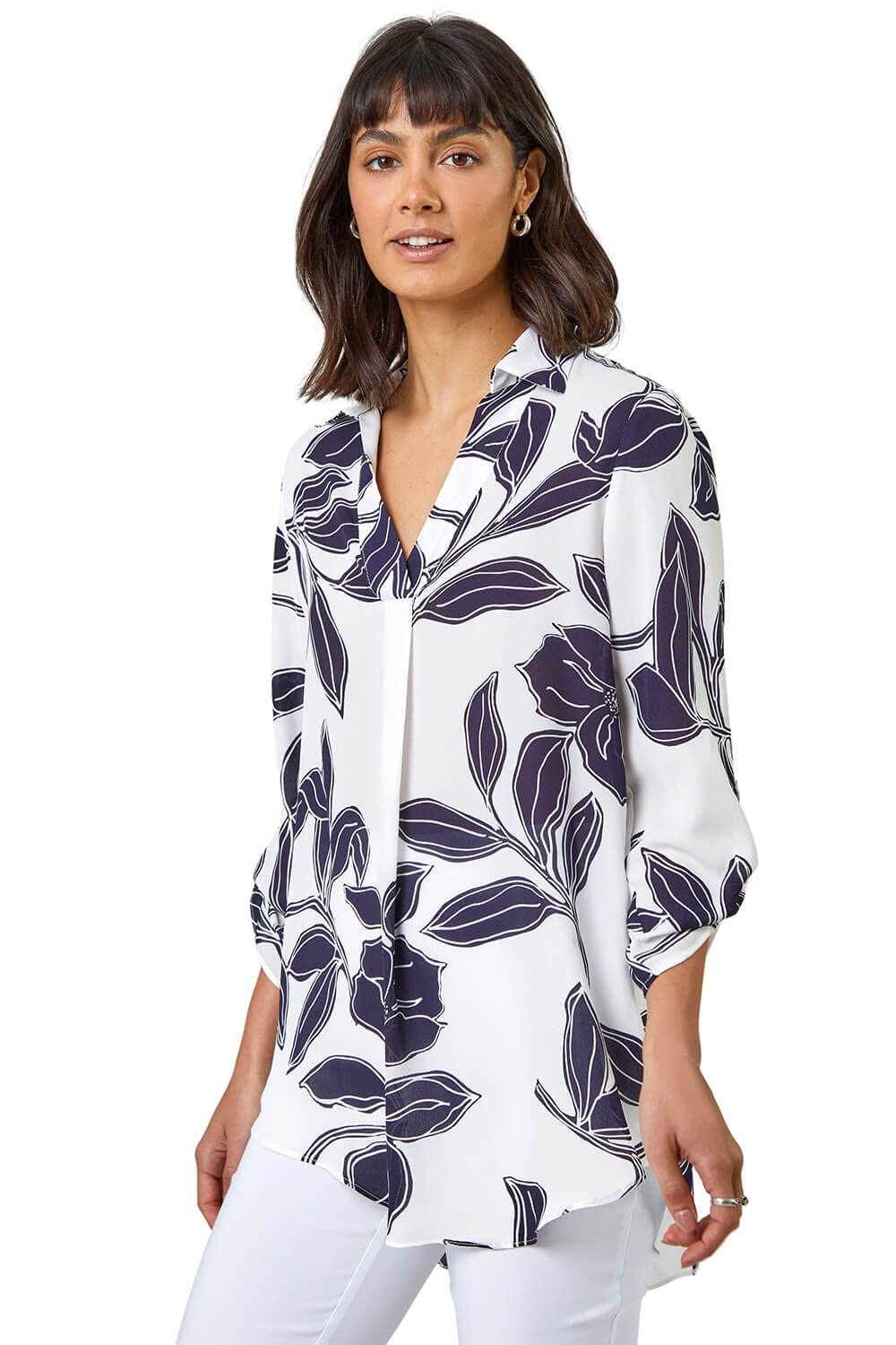 Roman OriginalsWomen Animal Spot Print Long Sleeve Shirt - Ladies Spring Everyday Summer Evening Vacation Work Holiday Long Sleeve Smart Casual