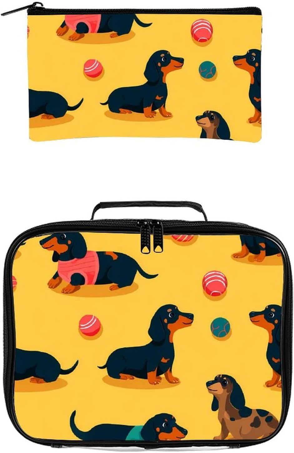 Dachshund Dogs Balls Clear Lunch Bag Makeup Pouch Transparent Cosmetics Organizer 2 Pcs